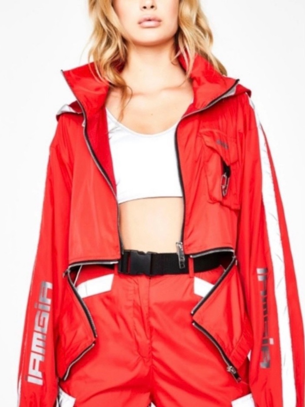 I.Am.Gia Hooded Crop Windbreaker Jacket with Reflective Details (Medium) - Picture 7 of 9